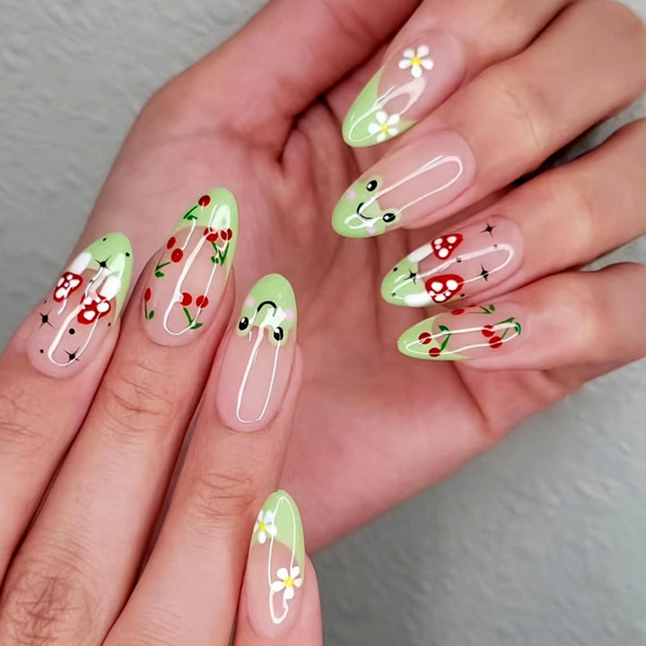 Verspielte Blumige Nagelkunst Verlängerungen Karnz