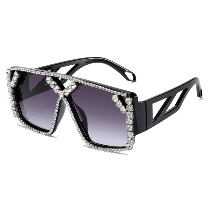 Damen Glamouröse Oversized-Sonnenbrille mit funkelndem Rahmen und UV-Schutz Karnz