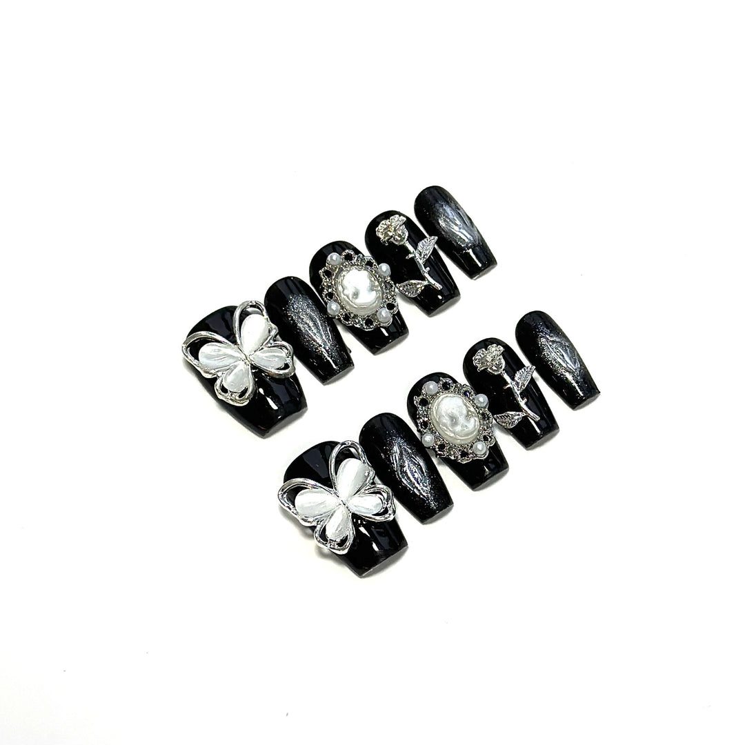 Luxus 3D Blumen Press-On Nagelset