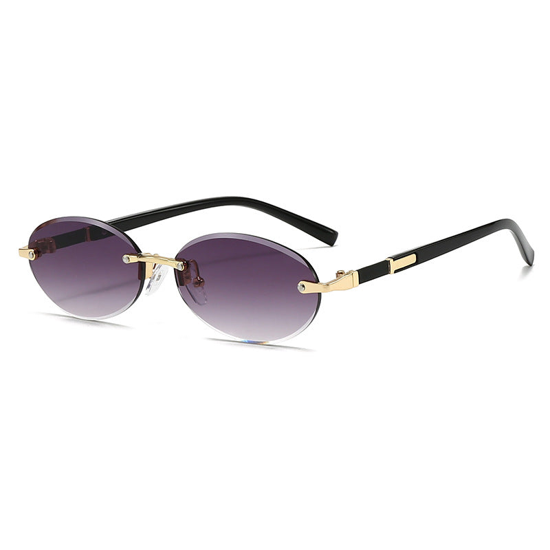 Damen modische ovale Sonnenbrille mit trendigem Metallrahmen Karnz