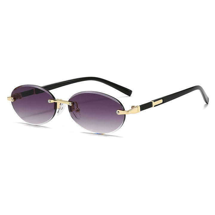 Damen modische ovale Sonnenbrille mit trendigem Metallrahmen Karnz