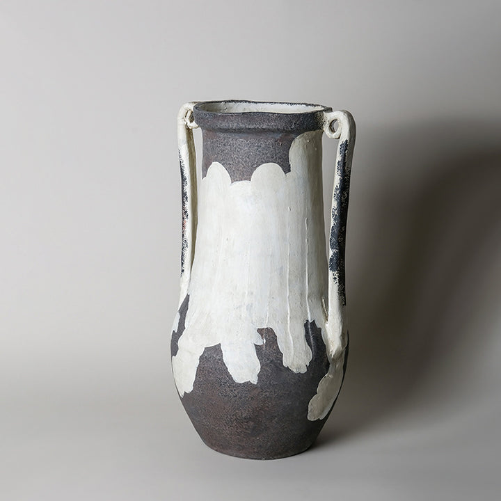 Künstlerische weiße und schwarze dekorative Keramikvase