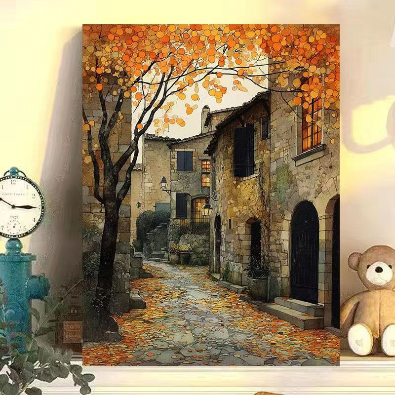Vintage Europäische Landschaft Leinwand Kunstdruck Karnz