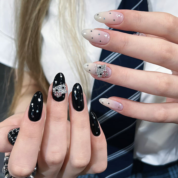 Elegante Sternenhimmel Kunst Press-On Nagelset Karnz