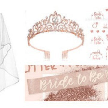 Damen Braut-Accessoires Set mit schimmerndem Schleier und personalisiertem Sash Karnz