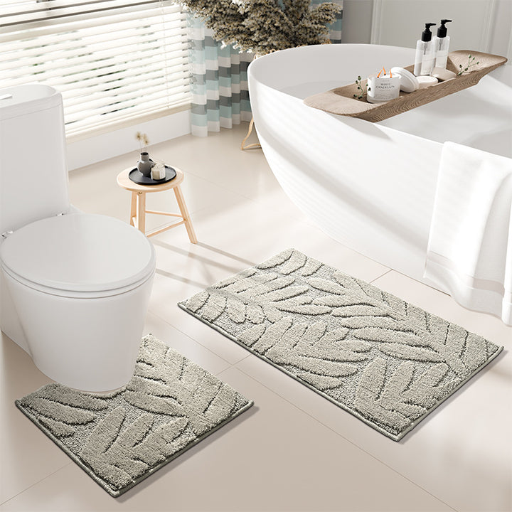 Blatt-Prägung Badmatten Set