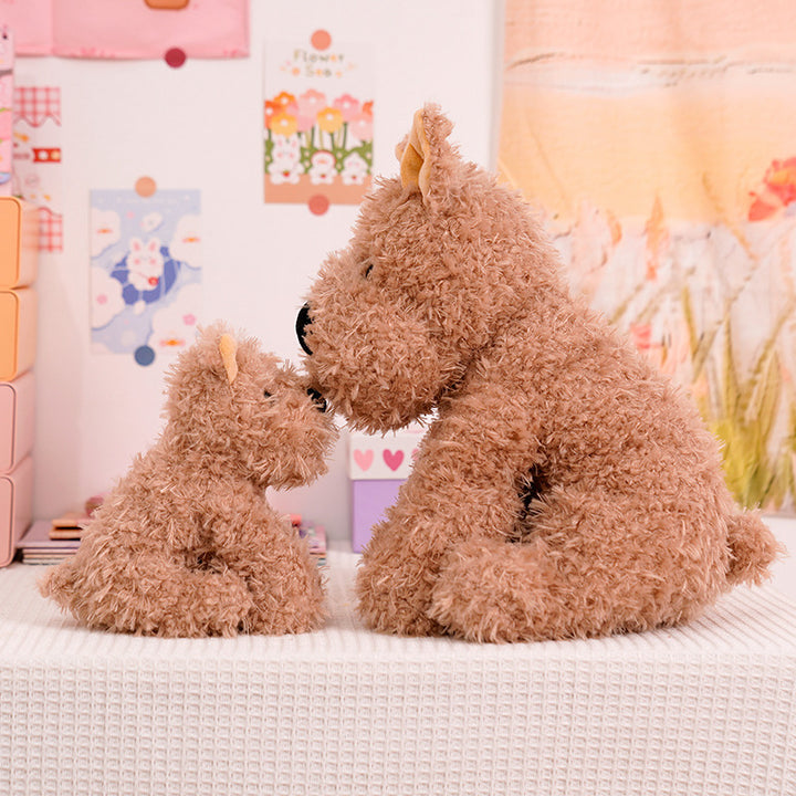 Fluffy Sitz Plüsch Hund Plüschspielzeug mit lockigem Kunstfell und knuddelbarer Bohnenfüllung Karnz