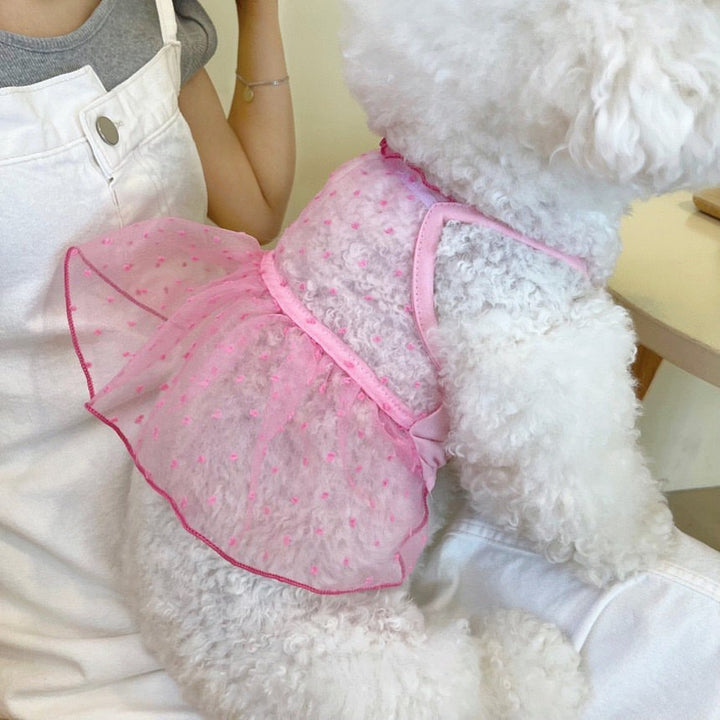 Kleines Hund Tüll Punkt Tutu Kleid mit Geschirrzugang & Verstellbaren Rückenriemen
