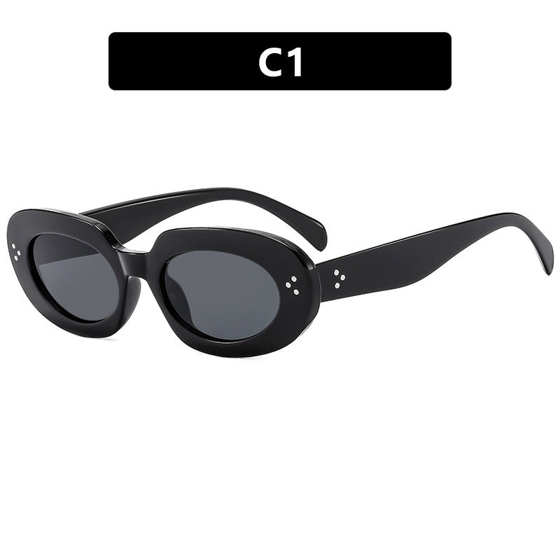 Damen modische Sonnenbrille mit einzigartigem ovalen Rahmen und schützenden Gläsern Karnz