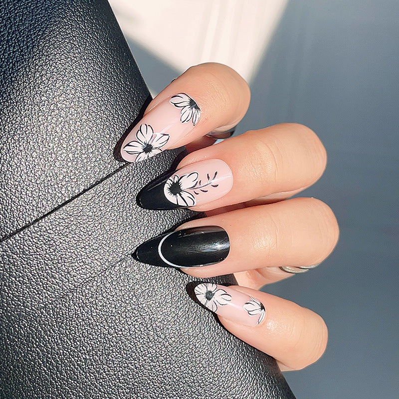 Floral-Design Stiletto Press-On Nägel Karnz