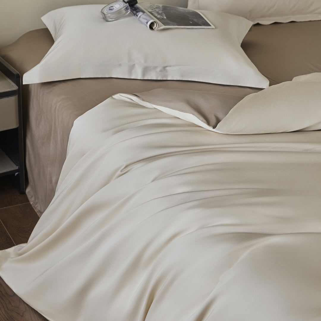 Luxuriöse Baumwollsatin-Bettbezug-Garnitur mit Hotelfinish