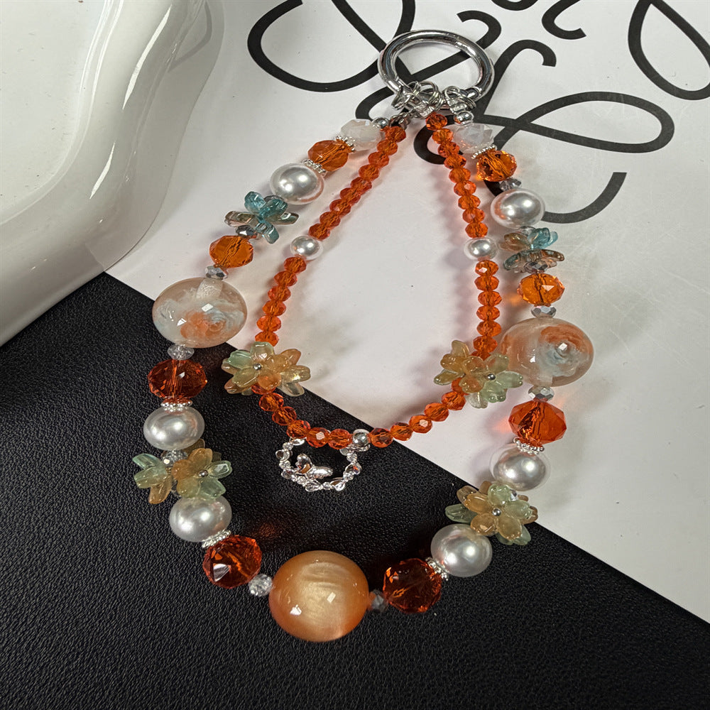Florale Perlen Charm Halskette Karnz
