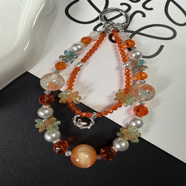 Florale Perlen Charm Halskette Karnz