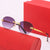 Damen ovale Sonnenbrille mit luxuriösen metallischen Akzenten Karnz