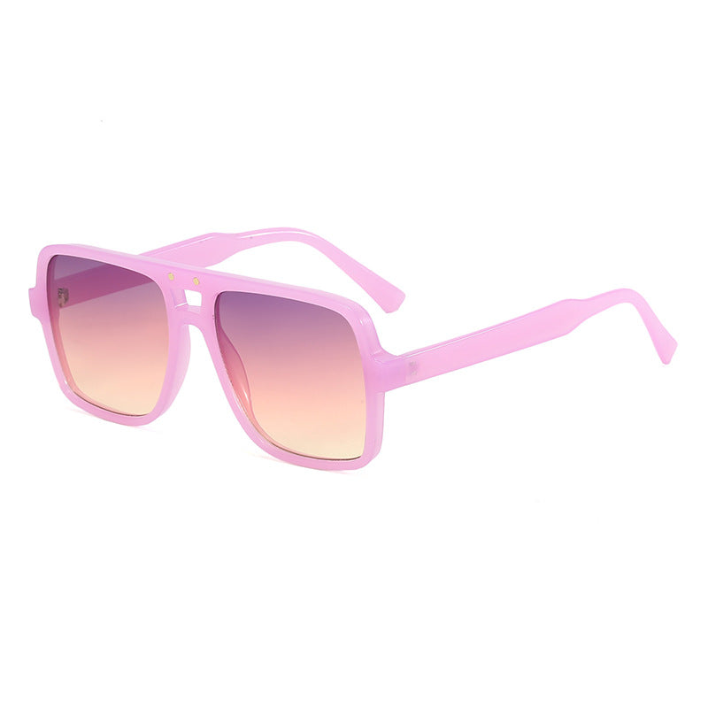Damen quadratische oversized Sonnenbrille mit modischem transparentem Rahmen Karnz