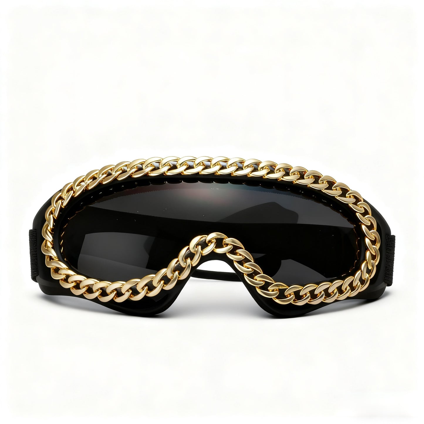 Damen modische Sportbrille mit goldener Kettenverzierung Karnz