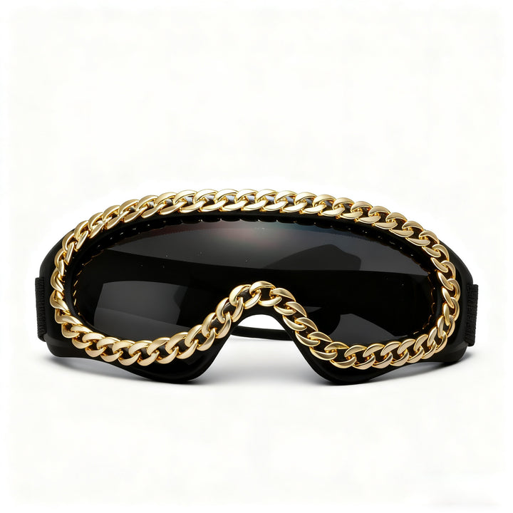 Damen modische Sportbrille mit goldener Kettenverzierung Karnz