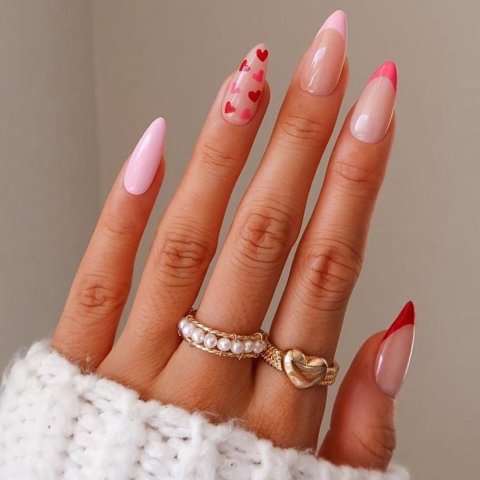Herz-Muster Press-On Nagelset Karnz