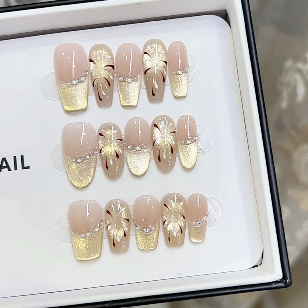Künstlerisches florales Muster Press-On Nagelset Karnz