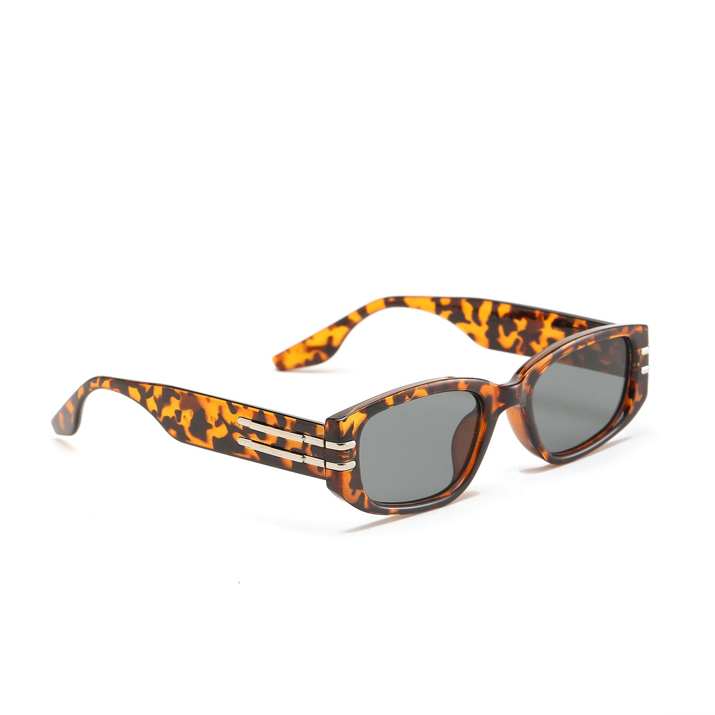 Damen modische rechteckige Sonnenbrille mit eleganten Metallakzenten Karnz