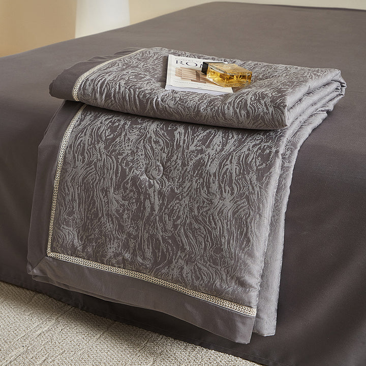 Luxuriöses Jacquard-Bettwäscheset mit Spannbettlaken und dekorativer Ziernaht