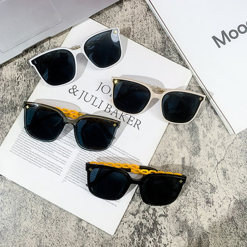 Damen extragroße Sonnenbrille mit modischem Kettenrahmen Karnz