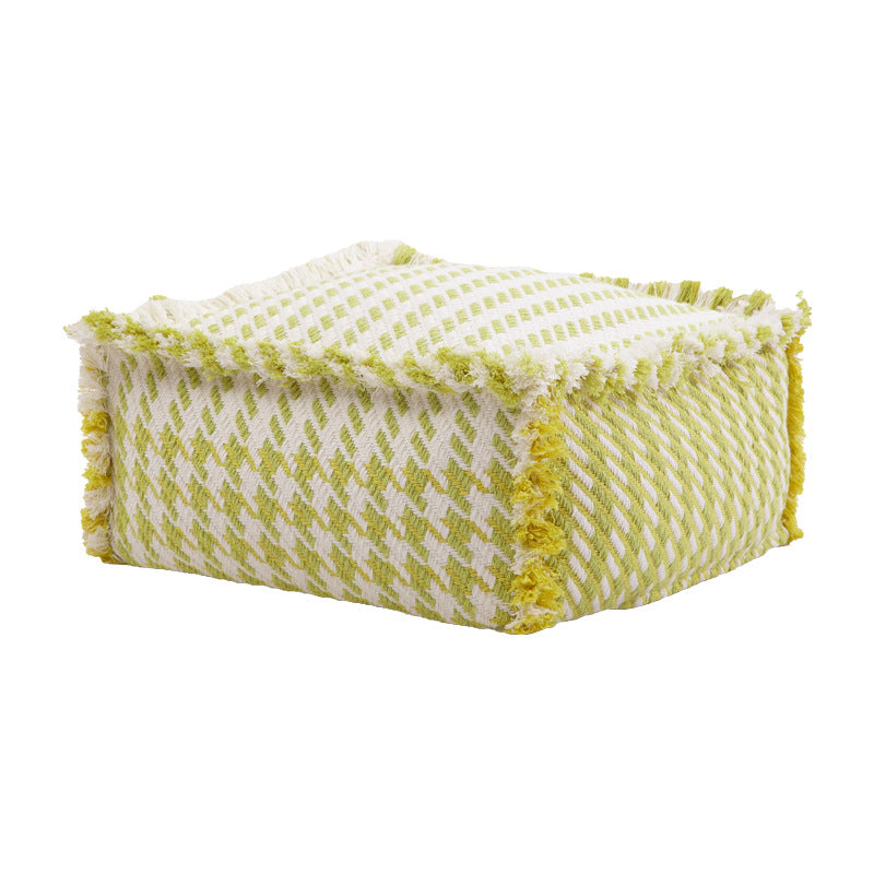 Gepolsterter Pouf Sitzhocker mit gewebter Struktur und Tragegriff