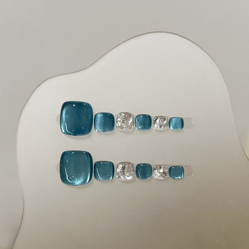 Premium Kristall-Akzent Press-On Nagel Set