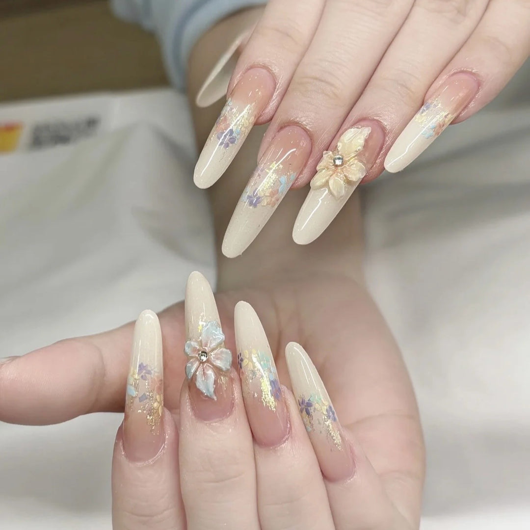 Premium Handcrafted Floral Press-On Nail Set