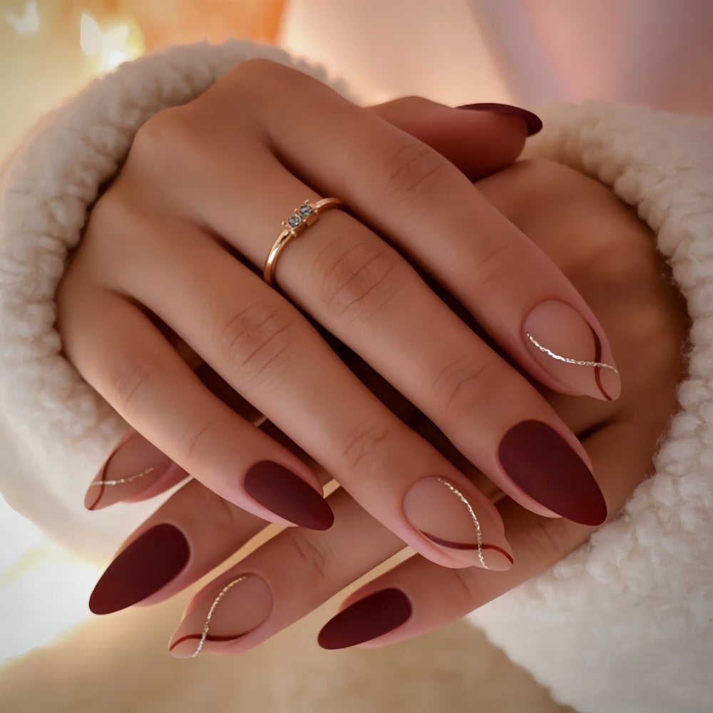 Elegantes Press-On-Nagel-Set mit stilvollem strukturiertem Finish Karnz