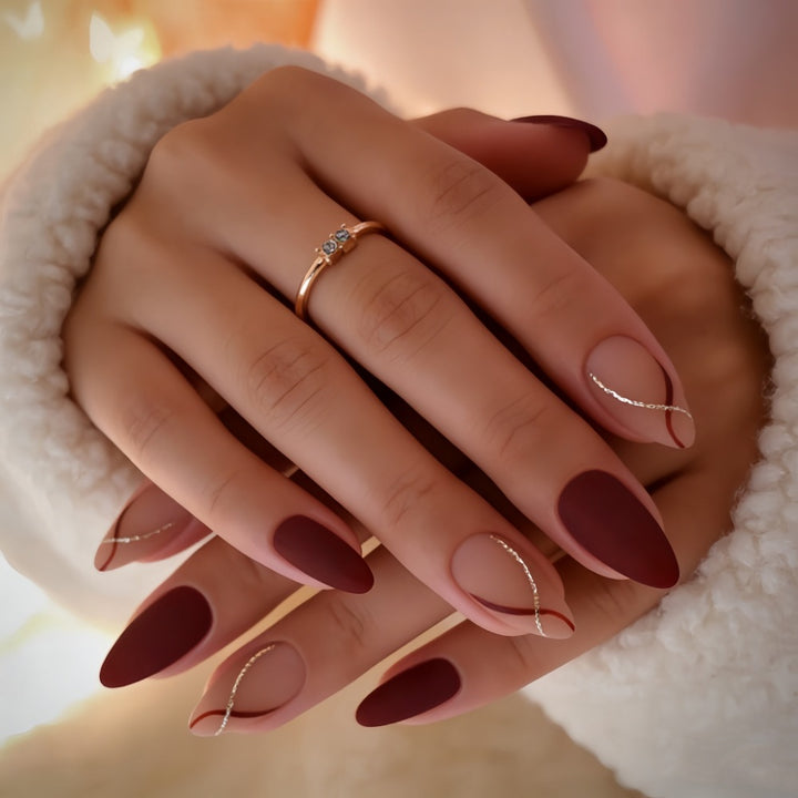 Elegantes Press-On-Nagel-Set mit stilvollem strukturiertem Finish Karnz