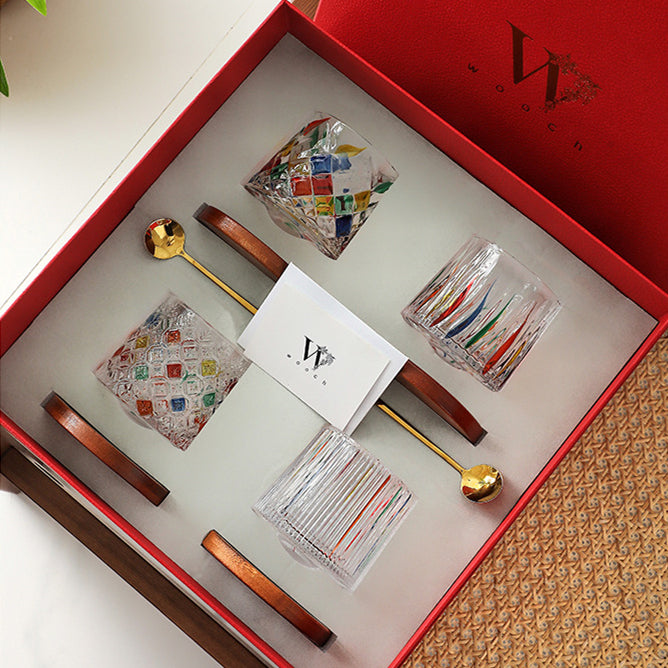 Rotierendes Multi-Color-Glas für Whiskey mit Geschenkbox | Karnz