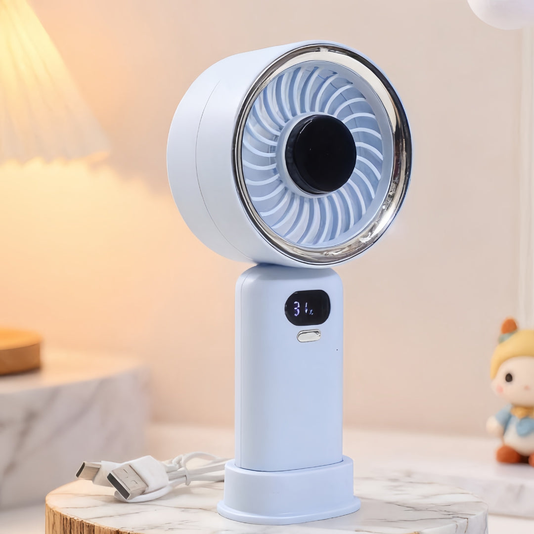 Damen Tragbarer USB Tischventilator mit digitaler Steuerung und flexiblem Neigungsmechanismus Karnz