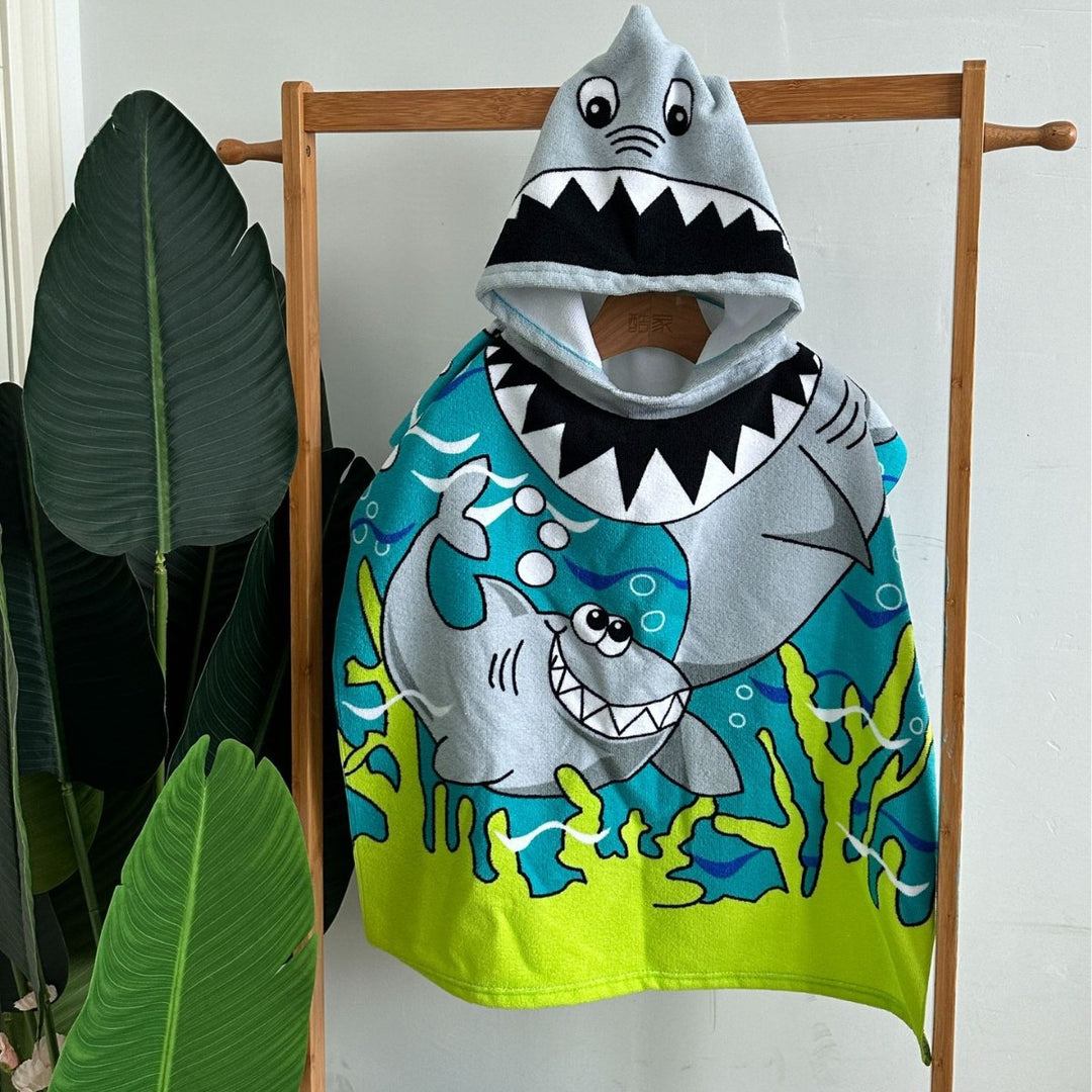 Kinder Haifisch-Design Kapuzenhandtuch Poncho Karnz