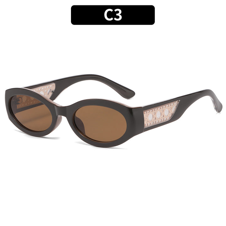 Modische Retro Ovalrahmen-Sonnenbrille