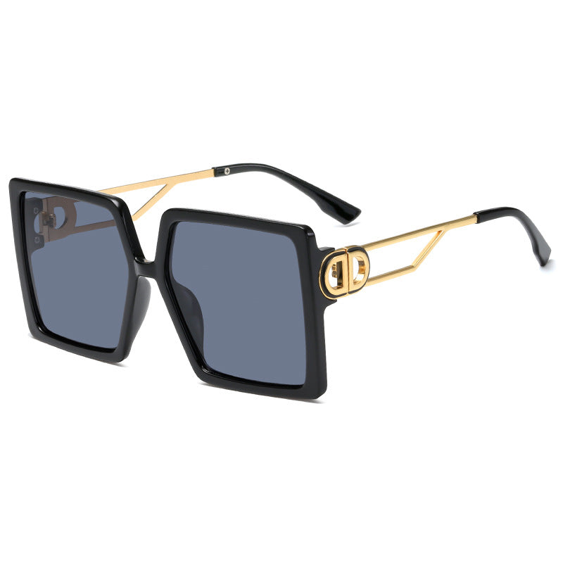 Damen oversized quadratische Sonnenbrille mit elegantem Metallgestell und polarisierenden Gläsern Karnz