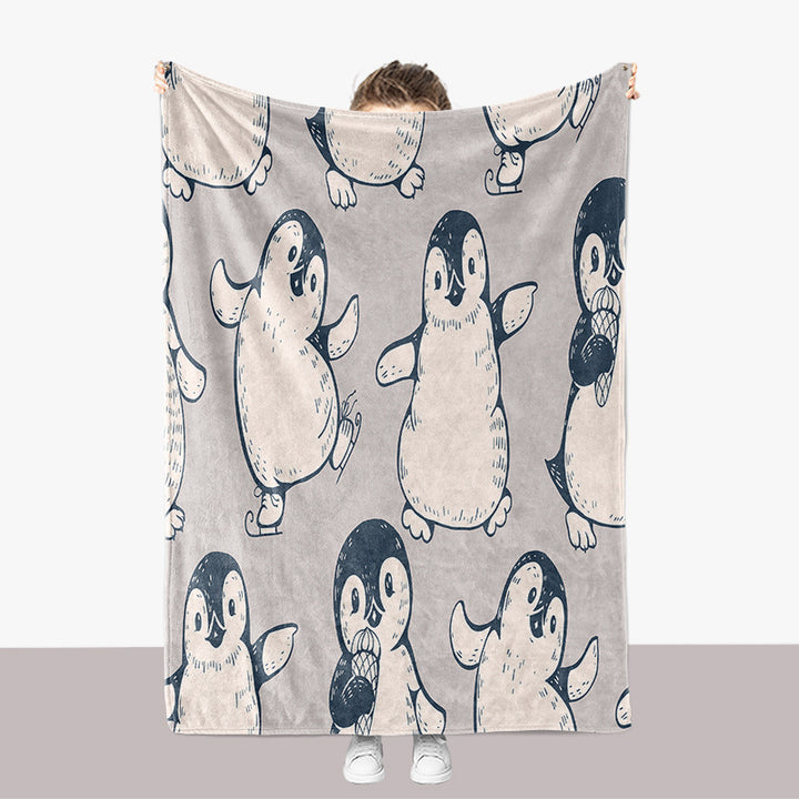 Pinguin-Themen-Plüsch-Wurfdecke
