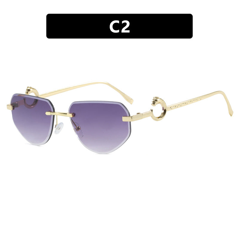 Damen trendige schicke Sonnenbrille im modernen Design mit filigranem Metallrahmen Karnz