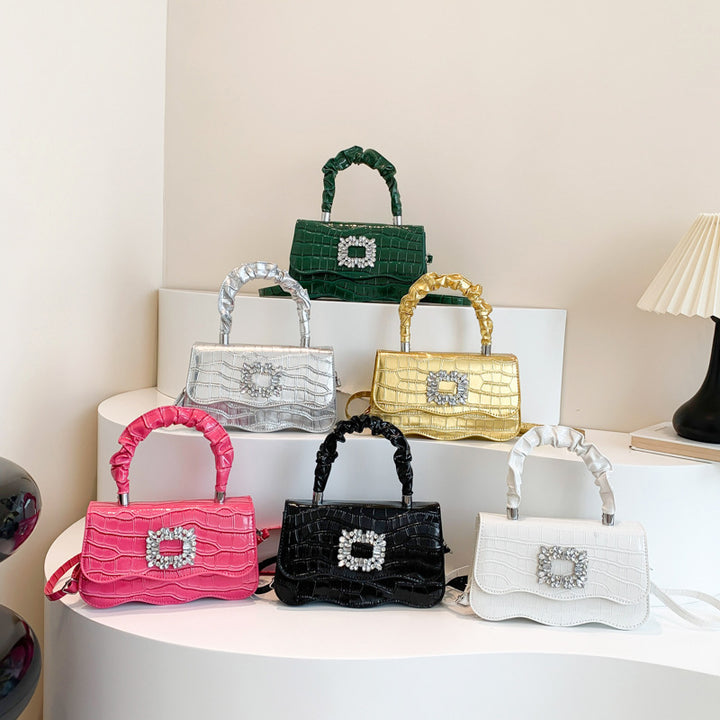 Glamouröse Krokodiltextur Abendhandtasche Karnz