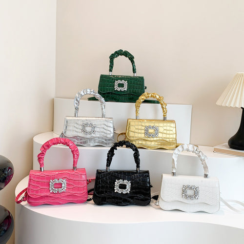 Glamouröse Krokodiltextur Abendhandtasche Karnz