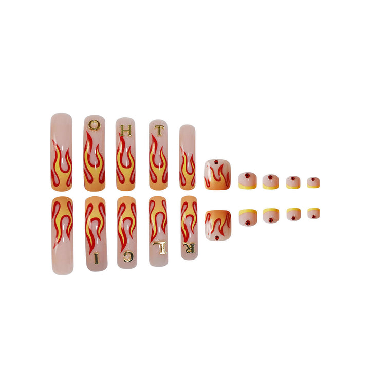 Flammenmuster Press-On Nagelkunst Karnz