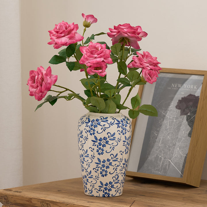 Elegante Keramikvase im Blumenmuster Karnz