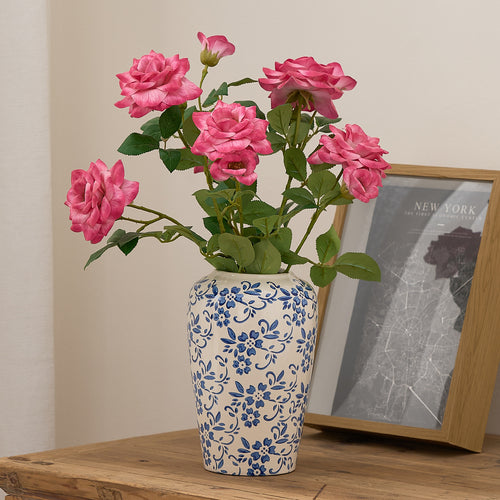 Elegante Keramikvase im Blumenmuster Karnz