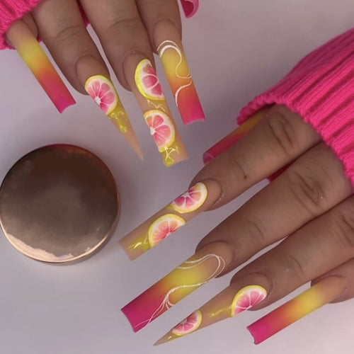 Kunstnägel Set mit tropischem Hibiskus-Muster Karnz