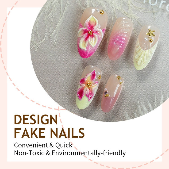 Kunstnagelset mit floralen 3D-Designs Karnz