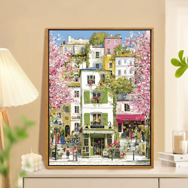 Charmante Frühlingsmarkt Landschaft Wandkunst Karnz