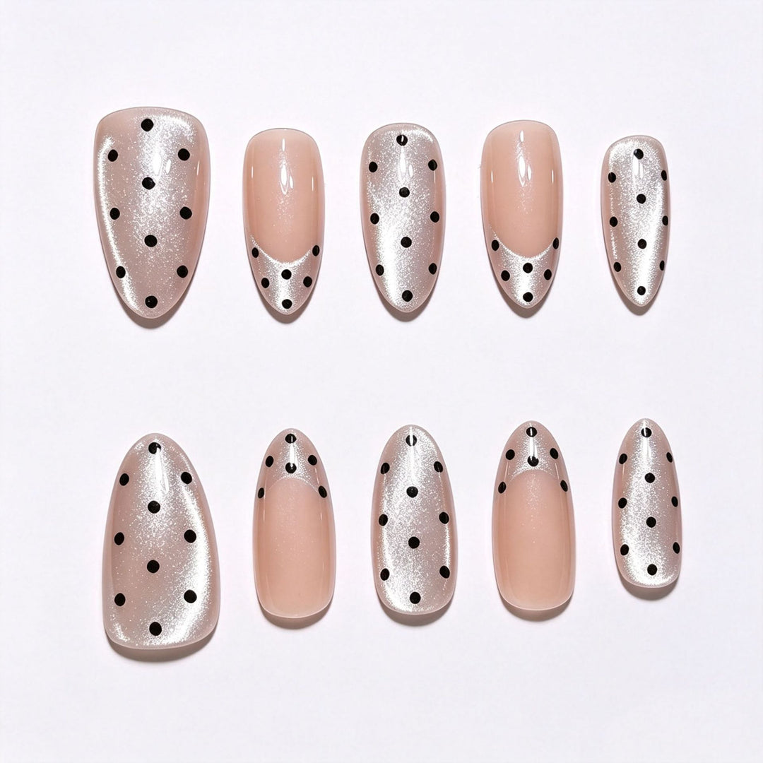 Polka-Dot Dekorative Press-On Nagel-Spitzen Karnz