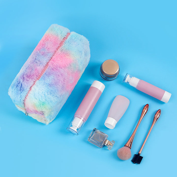Irisierenden Plüsch-Make-up-Tasche