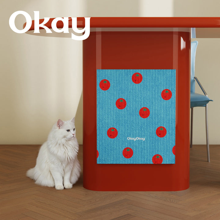 Decorative Ribbed Cotton Kitchen Tea Towel with Tomato Print