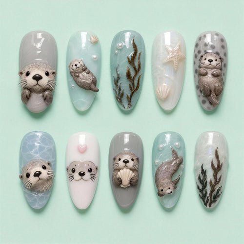 Künstlerisches Tiermotiv Press-On Nail Set